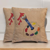 Brush & Bloom Hand-Painted Cushion Covers (Set of 2)